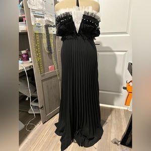 Black and white formal strapless dress. Size 10.